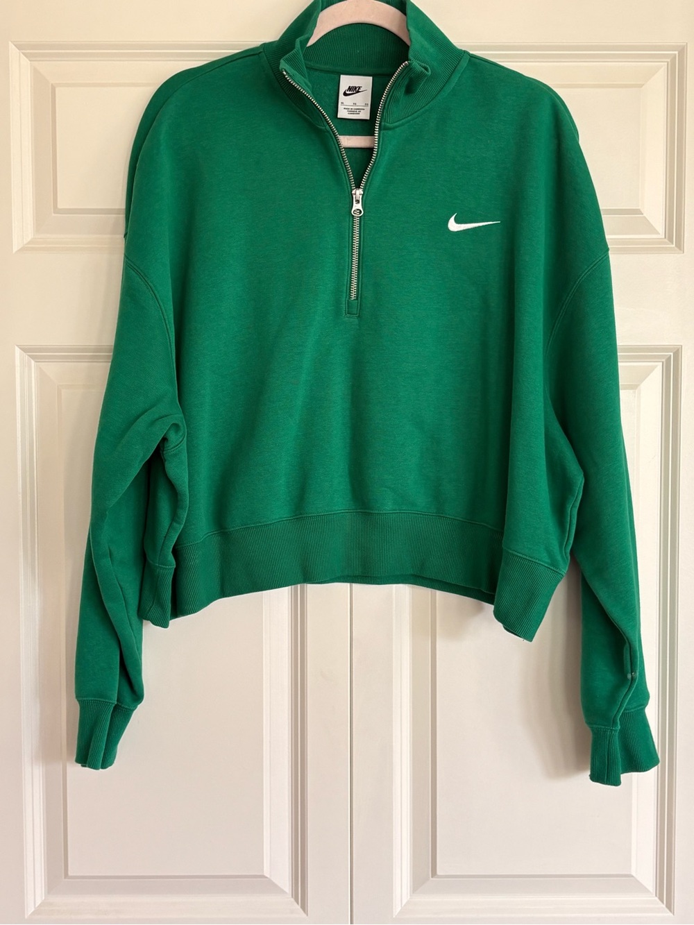 Nike Green Half-Zip Sweatshirt with White Swoosh - Picture 2 of 7